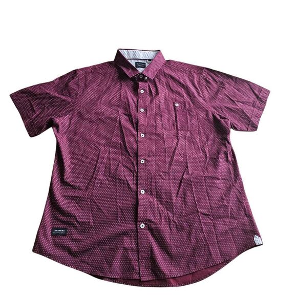 7 Diamonds mens XL burgundy circles print button down shirt - Picture 1 of 8